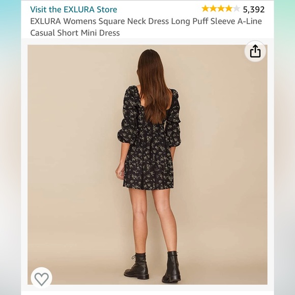 Black Floral Babydoll Dress in Medium - Picture 5 of 6